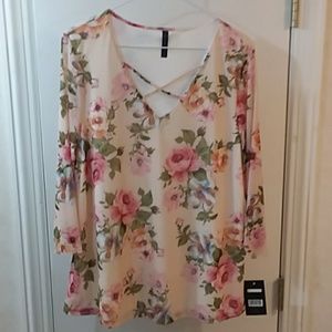 NEW Ashley Blue Floral Top